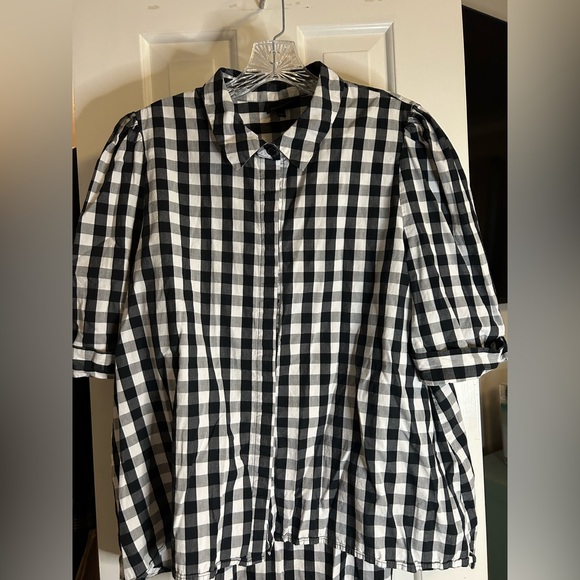 Who What Wear Tops - Who What Where black and white buffalo check puff sleeve blouse size XXL